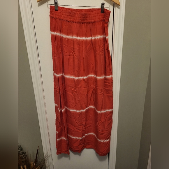 Chico's Tie Dye Tiers Flowy Maxi Skirt Size 4 Small Caliente Coral Chico's 0 - Picture 2 of 7